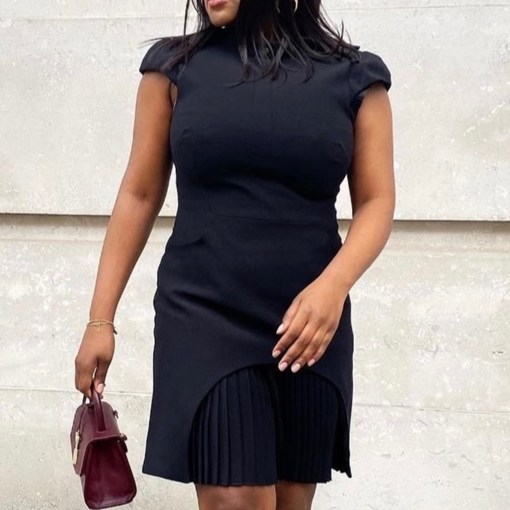 Karen Millen Black Dress with Burgundy Accents